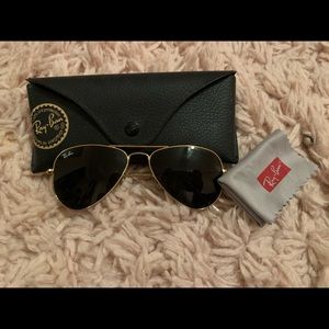 Junior sized black and gold aviator ray bans